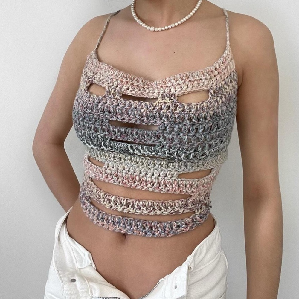 Multicolor Crochet Backless Tank Top